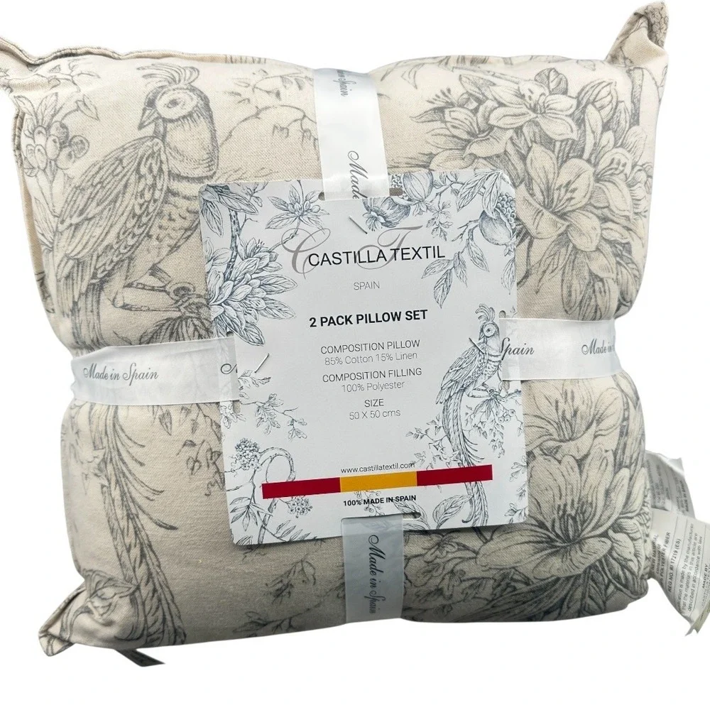 Castilla Textil 20x20 Linen Blend Throw Pillows 2 Pack Neutral